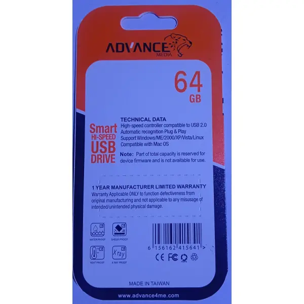 64 GB Advance Media Smart Hi-Speed USB Drive